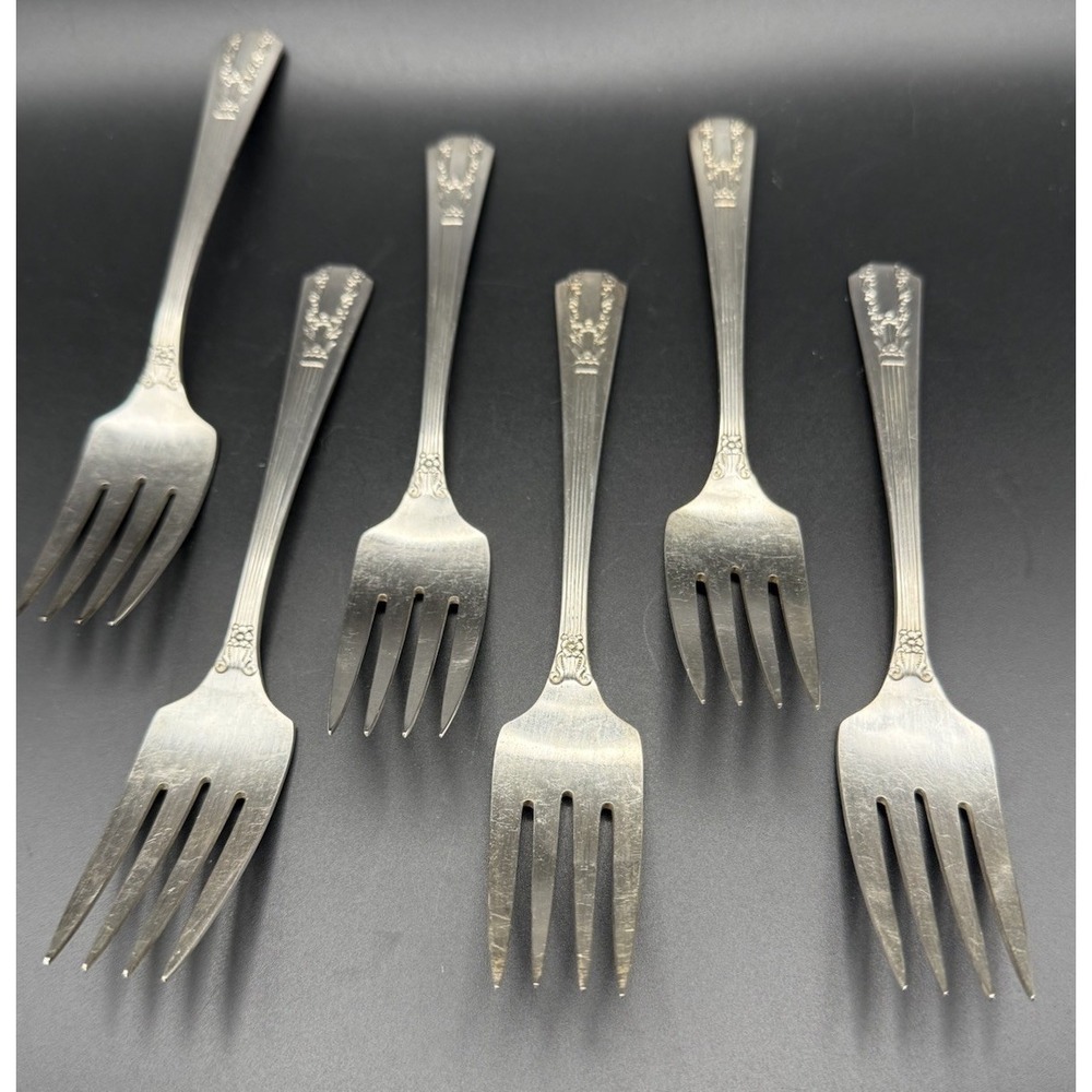 Vintage Oneida Wm A Rogers Silverplate Salad Forks Avenue Pattern 1939 Set Of 6
